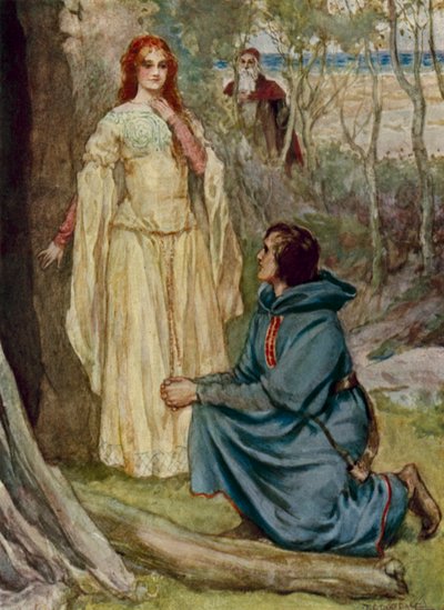 Fernando y Miranda (litografía en color) de Thomas Cantrell Dugdale