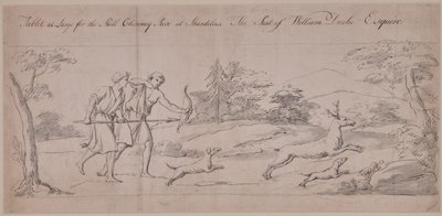 Dos figuras en traje clásico cazando un ciervo de Thomas Carter