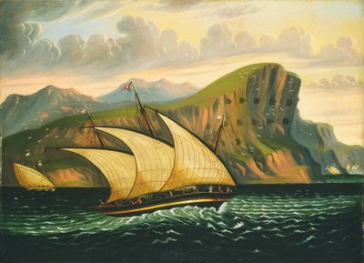 Felucca frente a Gibraltar, mediados del siglo XIX de Thomas Chambers