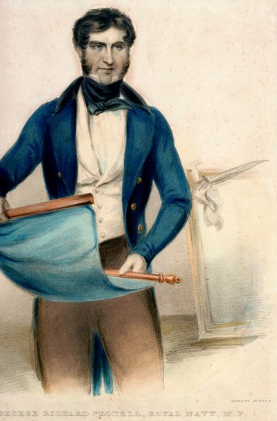 Capitán George Richard Pechell, Royal Navy, M.P (litografía coloreada) de Thomas Charles (after) Wageman
