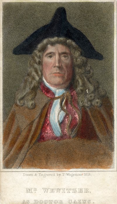 Mr Wewitzer como Doctor Caius, 1819 de Thomas Charles Wageman
