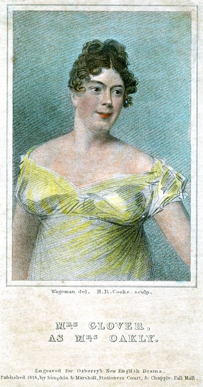 Sra. Clover, como Sra. Oakly, 1818 de Thomas Charles Wageman