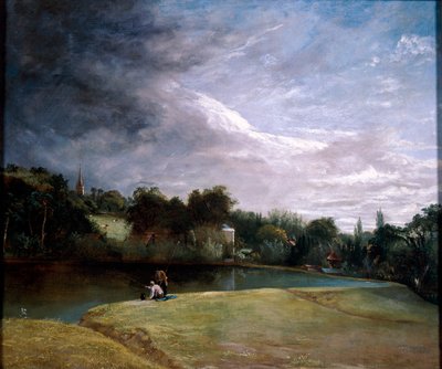 Niños pescando en un embalse cerca de Hampstead de Thomas Christopher Hofland