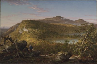 Vista de los dos lagos y de Mountain House, montañas Catskill, mañana de Thomas Cole