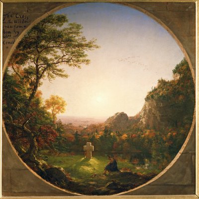 La cruz solitaria - según un poema de Felicia Haymans ... (pintura sobre lienzo) de Thomas Cole