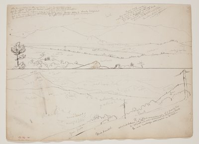 Vista hacia las montañas Ossipee; Vista con montañas lejanas de Thomas Cole