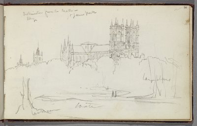 Abadía de Westminster desde el norte, St. James Park, c.1830 de Thomas Cole