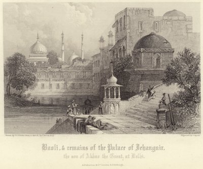 Baoli y restos del Palacio de Jehanguir de Thomas Colman Dibdin