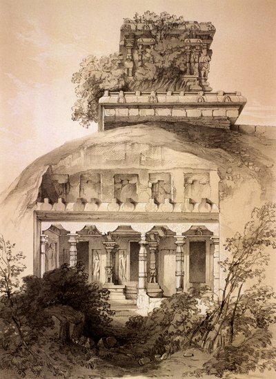 Cueva con Vimana Estructural, Mahavellipore de Thomas Colman Dibdin