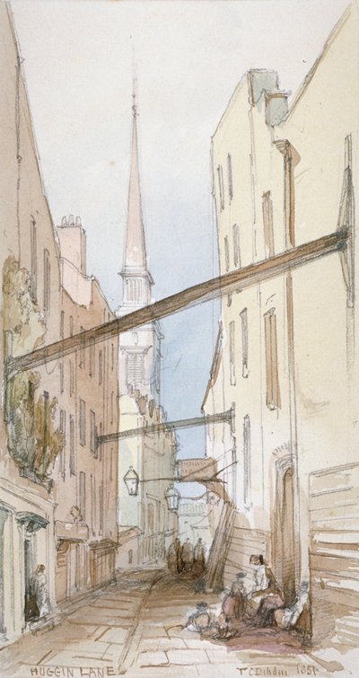Huggin Lane, Ciudad de Londres, 1851 de Thomas Colman Dibdin