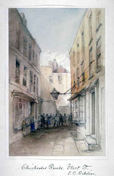 Vista en Chichester Rents, Fleet Street, Ciudad de Londres, c. 1850 de Thomas Colman Dibdin