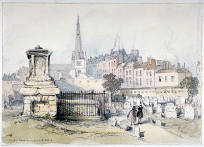 Vista de Bunhill Row desde Bunhill Fields, Finsbury, Islington, Londres, c. 1860 de Thomas Colman Dibdin