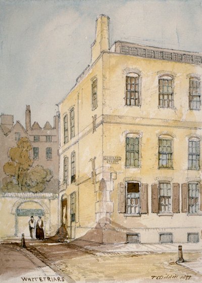 Vista de Whitefriars mostrando la esquina de Lombard Street, Ciudad de Londres, 1851 de Thomas Colman Dibdin