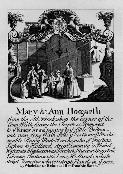 Tarjeta comercial para la tienda de Mary y Ann Hogarth, 1807, 1827 de Thomas Cook