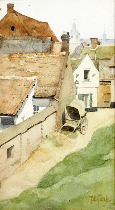 Una calle trasera del pueblo, c.1880 de Thomas Cooper Gotch