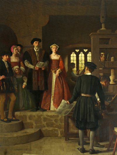 La instalación de la primera imprenta en Bristol de Thomas Cooper Gotch