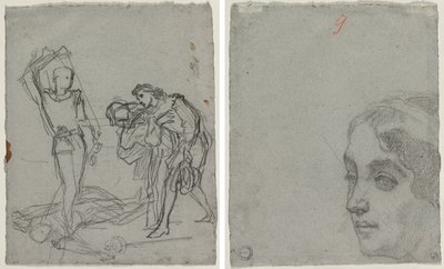 Duel after the Masked Ball (recto); Head of a Woman (verso) de Thomas Couture