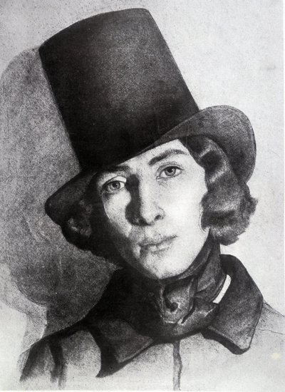 Retrato de Maurice Sand (1823-1889), hijo de George Sand, 21 años - Dibujo sin fecha de Thomas Couture (1815-1879) - este dibujo fue considerado durante mucho tiempo como el de su madre George Sand de Thomas Couture