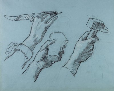 Tres estudios de manos, c. 1876 de Thomas Couture