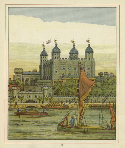 Barcos en el río Támesis con la Torre de Londres al fondo de Thomas Crane