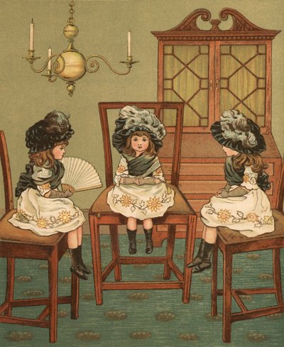 Vida hogareña: Tres niños sentados en sillas de Thomas Crane