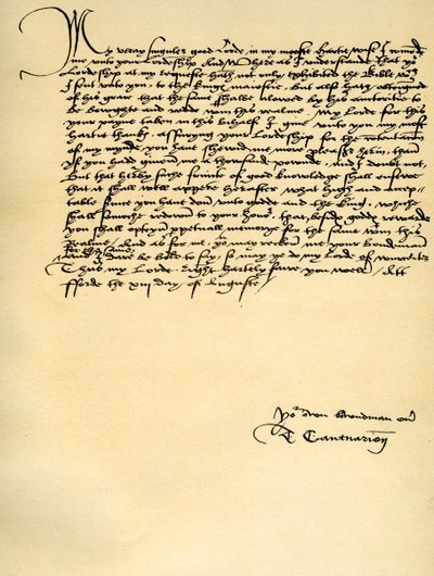 Carta de Thomas Cranmer a Thomas Cromwell, Ford, 13 de agosto de 1537 de Thomas Cranmer