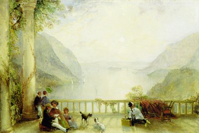 Figuras en un Balcón, probablemente en Westpoint de Thomas Creswick