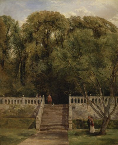 En la terraza de Haddon Hall, Derbyshire de Thomas Creswick