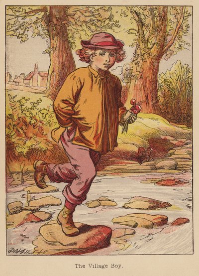 El chico del pueblo (grabado coloreado) de Thomas Dalziel