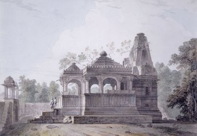 Un templo hindú en el fuerte de Rohtas, Bihar de Thomas Daniell