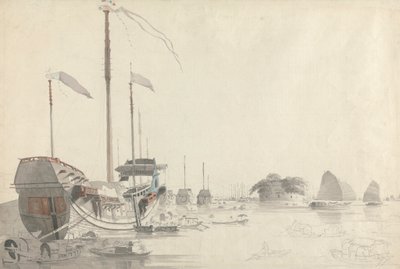 Barcos cerca de un fuerte holandés, Cantón de Thomas Daniell