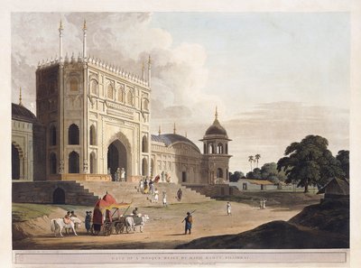 Puerta de una mezquita construida por Hafiz Ramut, Pillibeat, 1825-1826 de Thomas Daniell