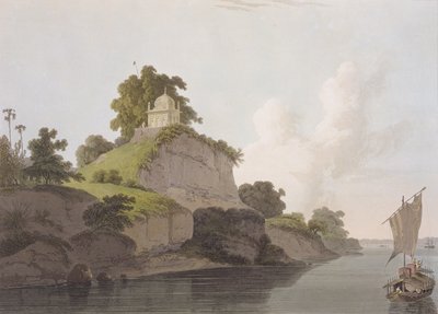 Templo hindú cerca de Currah, en el río Ganges, de 