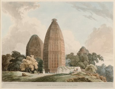 Templos hindúes en Bindrabund en el río Jumna de Thomas Daniell
