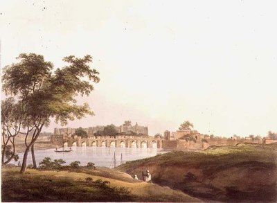 El Puente en Juonpore, Bengala, grabado por H. Merke publicado por Edward Orme 1804 de Thomas Daniell