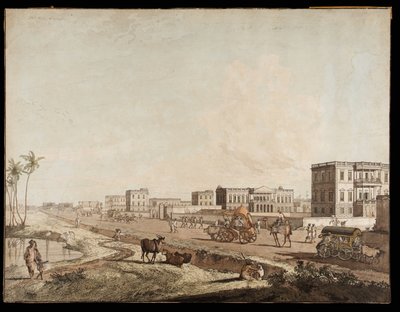 Los nuevos edificios en Chouringhee de Vistas de Calcuta, 1787 de Thomas Daniell