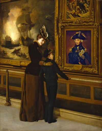 Orgullo y gloria británicos: un cadete de la Royal Navy contempla el famoso retrato de Horatio Nelson (1748-1805), obra de Lemuel Abbott. de Thomas Davidson