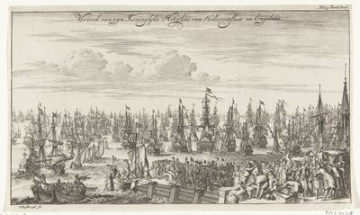 Salida de Guillermo III de Hellevoetsluis para Inglaterra, 1688 Salida de Su Alteza Real de Hellevoetsluis después de Inglaterra (título sobre objeto) de Thomas Doesburgh