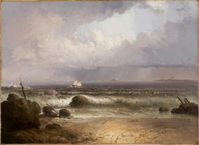 Tormenta en la playa de Nahant con una lluvia de verano, 1835 de Thomas Doughty