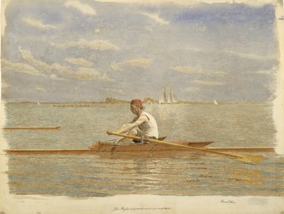 John Biglin en un scull individual, ca. 1873 de Thomas Eakins