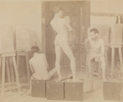 [Tres modelos desnudas en el estudio de pintura] de Thomas Eakins