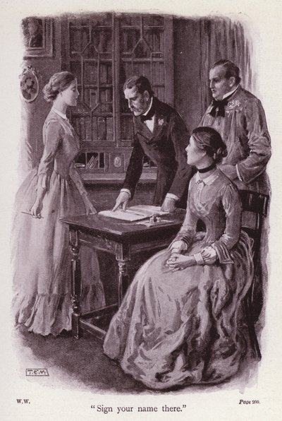 Ilustración para La dama de blanco de Wilkie Collins de Thomas Eyre Macklin