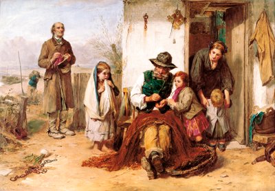 Los pobres, el amigo del pobre, pintura de Thomas Faed (1826-1900) de Thomas Faed