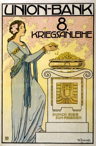 Campaña de recaudación de fondos austriaca Union-Bank, 8. Kriegsanleihe; durch Sieg zum Frieden, pub. 1918 de Thomas Fasche