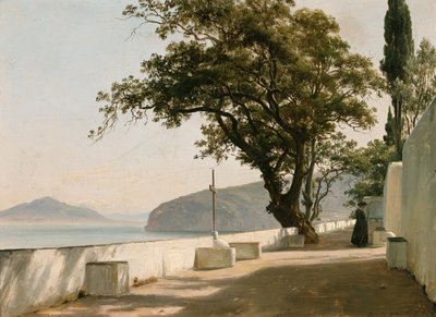 Terraza con roble de piedra, Sorrento de Thomas Fearnley