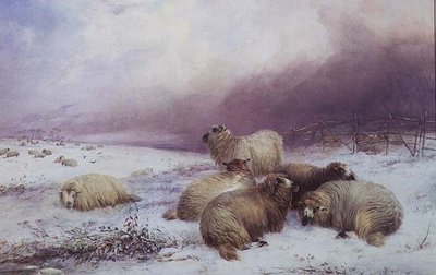 Paisaje invernal con ovejas de Thomas Francis Wainewright