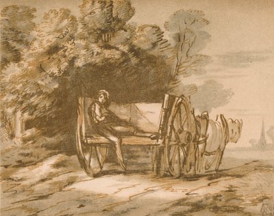 Niño con un carro. - Boceto con pluma y lavado, siglo XVIII, 1906 de Thomas Gainsborough