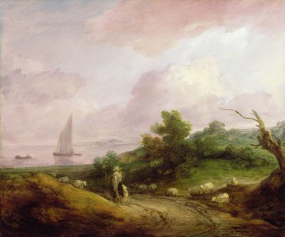 Paisaje costero con un pastor y su rebaño, c.1783-4 de Thomas Gainsborough