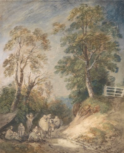 Camino rural con gitanos descansando de Thomas Gainsborough
