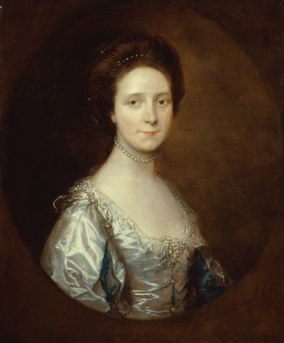 Elizabeth Parry con un vestido blanco y mangas azules cortadas (óleo sobre lienzo) de Thomas Gainsborough